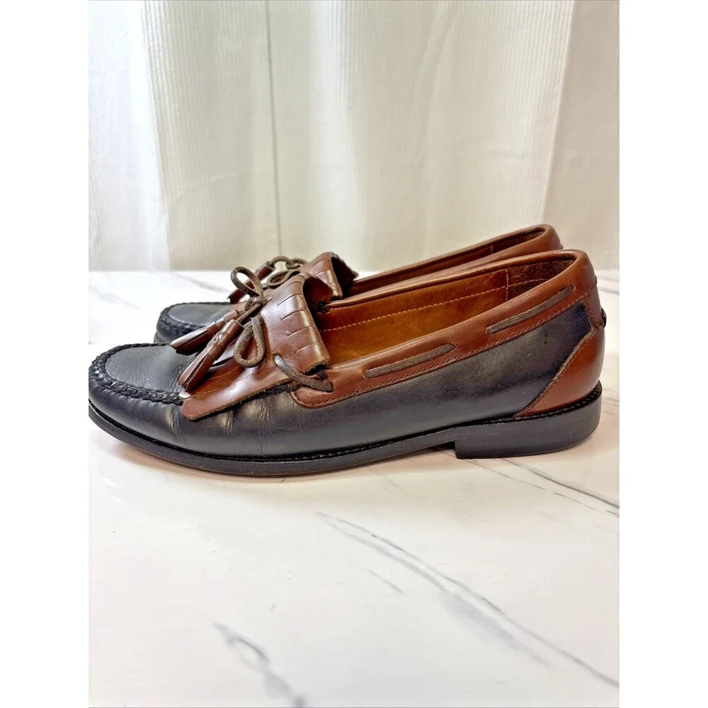 Johnston & Murphy Loafers Dress Shoes Leather Brown Black Tassels 10M